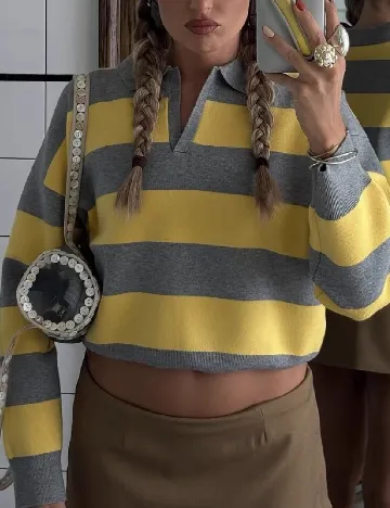 Bluza SHEIN, galben/gri