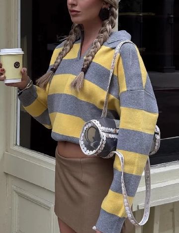 Bluza SHEIN, galben/gri