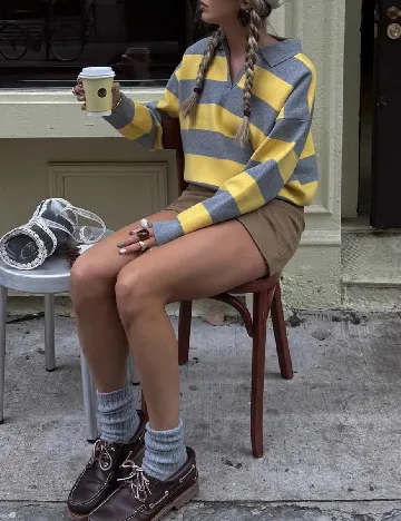 Bluza SHEIN, galben/gri