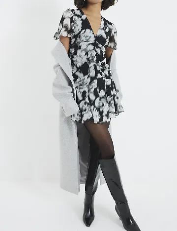 Rochie scurta River Island, negru/gri