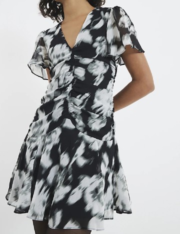 Rochie scurta River Island, negru/gri