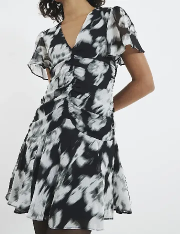 Rochie scurta River Island, negru/gri