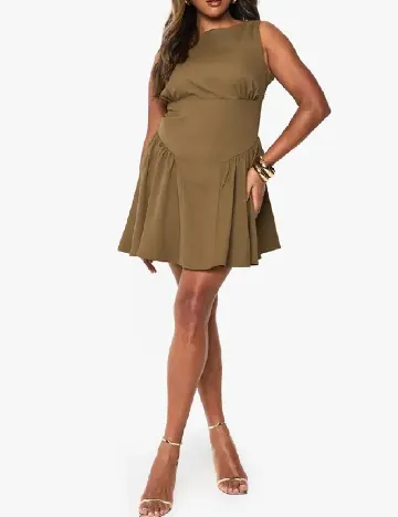 Rochie scurta Boohoo Plus Size, kaki