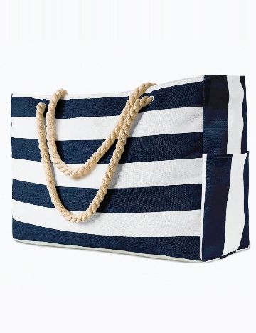 Geanta de plaja SHEIN, albastru/alb