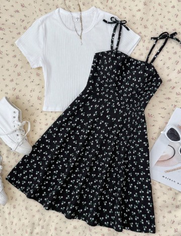 Compleu Shein Kids, alb/negru