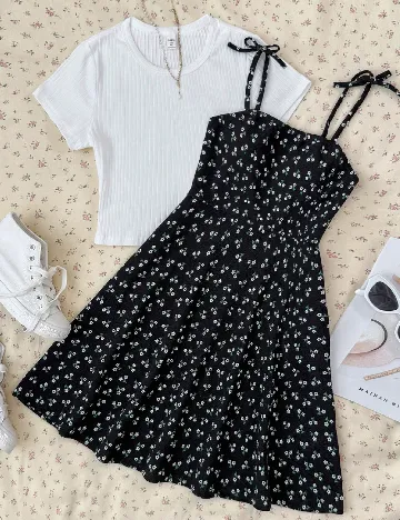 Compleu Shein Kids, alb/negru