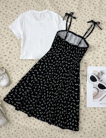 Compleu Shein Kids, alb/negru