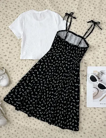 Compleu Shein Kids, alb/negru