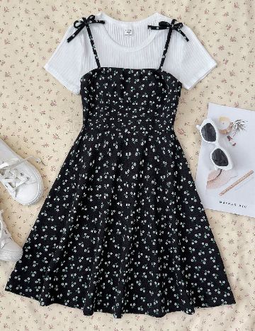 Compleu Shein Kids, alb/negru