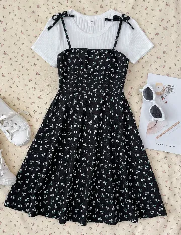 Compleu Shein Kids, alb/negru