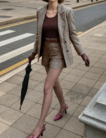 Compleu SHEIN, maro/alb