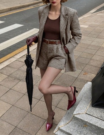 Compleu SHEIN, maro/alb