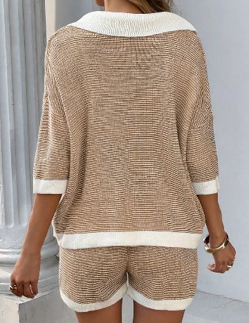 Compleu SHEIN, maro/alb