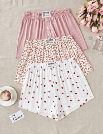 Set pantaloni de pijama 3 perechi SHEIN CURVE, mix culori