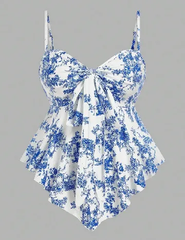 Top SHEIN CURVE, alb/albastru