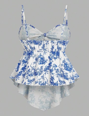 Top SHEIN CURVE, alb/albastru