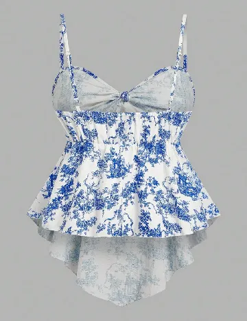 Top SHEIN CURVE, alb/albastru