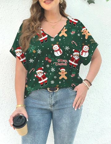 Bluza SHEIN CURVE, verde