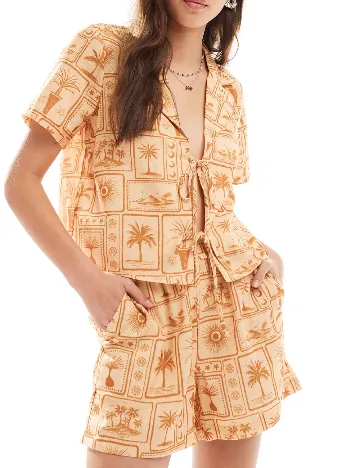 Camasa Vero Moda, maro/crem