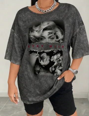 Tricou SHEIN CURVE, gri