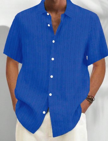 Camasa SHEIN Plus Size Men, albastru