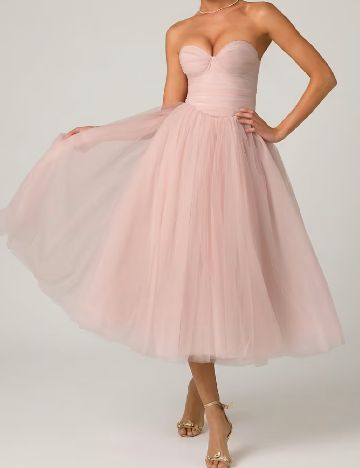 Rochie medie OH POLLY, roz pudra inchis