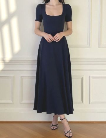 Rochie lunga Floreya, bleumarin