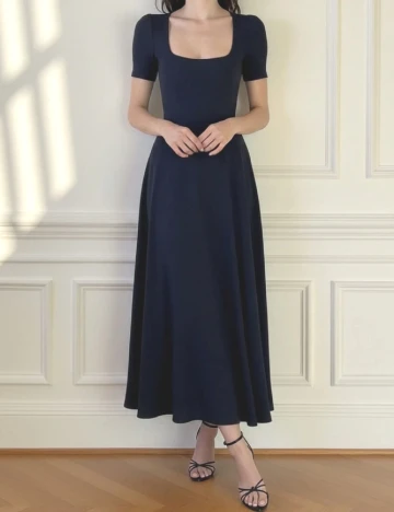 Rochie lunga Floreya, bleumarin