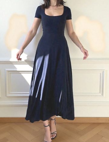 Rochie lunga Floreya, bleumarin