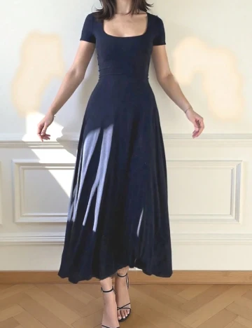 Rochie lunga Floreya, bleumarin