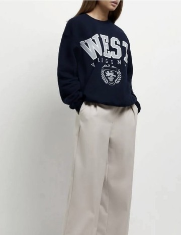 Bluza Oversize River Island, bleumarin inchis