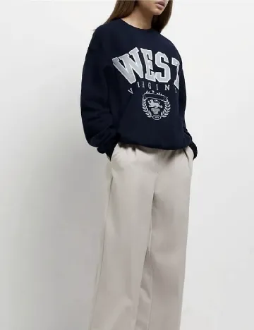 Bluza Oversize River Island, bleumarin inchis