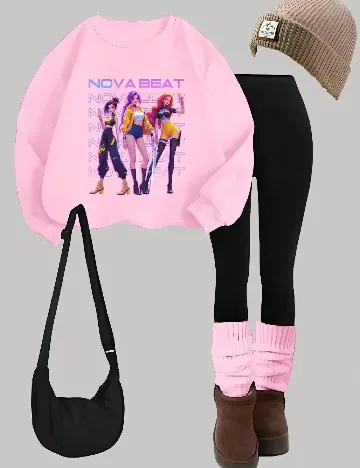 Compleu Shein Kids, roz/negru