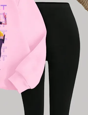 Compleu Shein Kids, roz/negru