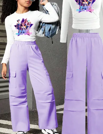 Compleu Shein Kids, alb/mov