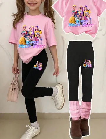 Compleu Shein Kids, negru/roz