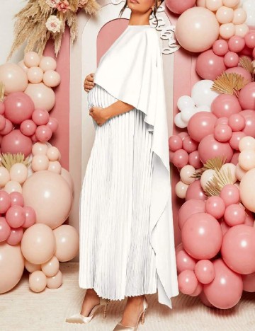 Rochie lunga SHEIN Maternity, alb