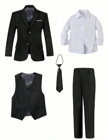 Costum Shein Kids, negru/alb