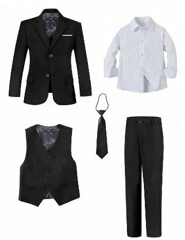 Costum Shein Kids, negru/alb