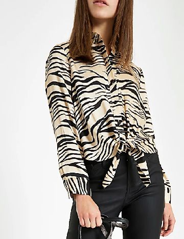 Camasa River Island, crem/negru