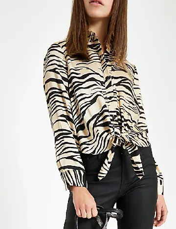 Camasa River Island, crem/negru