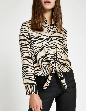 Camasa River Island, crem/negru