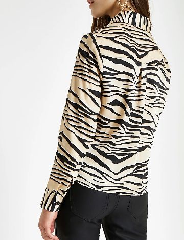 Camasa River Island, crem/negru