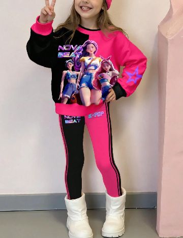 Compleu Shein Kids, roz/negru