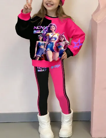 Compleu Shein Kids, roz/negru