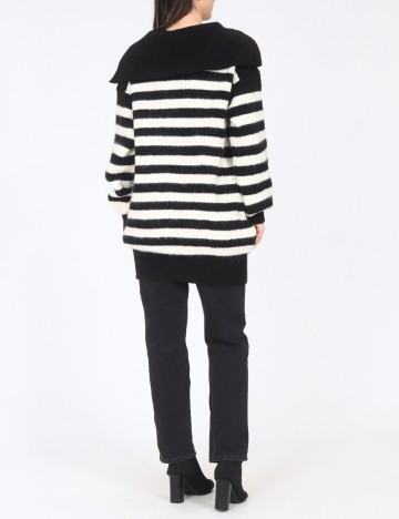 Pulover Oversize River Island, alb/negru