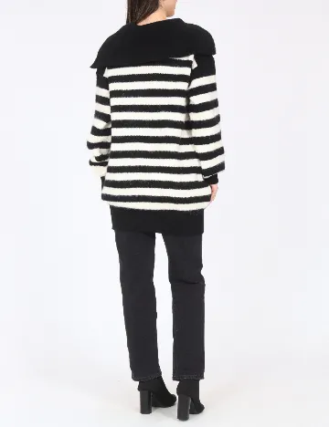 Pulover Oversize River Island, alb/negru