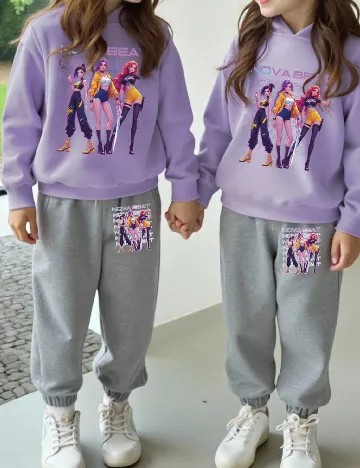 Compleu Shein Kids, gri/mov