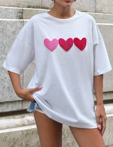 Tricou Oversize SHEIN, alb