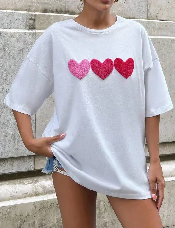 Tricou Oversize SHEIN, alb